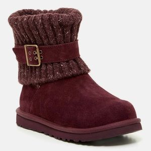 NWOT UGG Cambridge Knit Socks Suede Burgundy Boots